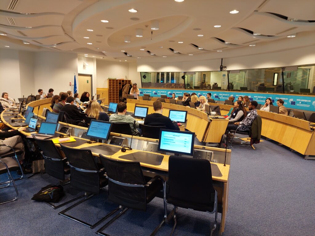 Participants of the seminar sitting in a conference room of the European Economic and Social Committee (EESC)