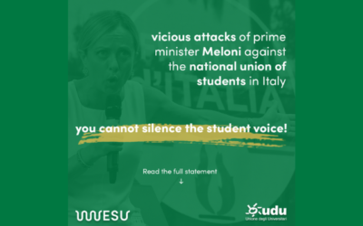 Statement on the vicious attacks of prime minister Meloni against the national union of students in Italy: you cannot silence the student voice!